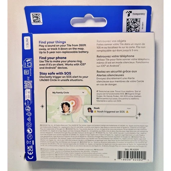 Tile by Life 360 Slim Wallet Finder Bluetooth Luggage Tracker Item Locator Tags - Picture 5 of 5